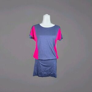 Espirit Tunic Dress Size S Gray and Pink Block Design 3/4